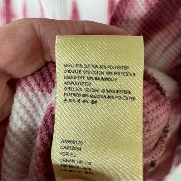 Anthropologie Pilcro Pink White Waffle Knit Thermal Cowl Neck Top M - Picture 4 of 5